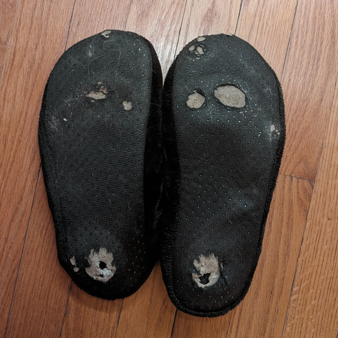 Destroyed smelly dirty slippers